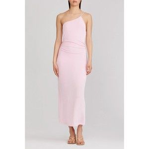 Significant Other Bella One Shoulder Midi Dress 10 Pink Stretch Slip Fitted New